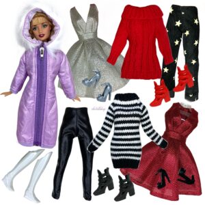 Eledoll Clothes Deluxe Fashion Knitted Mini Dress 3 Pack For 11.5” Fashion Doll 