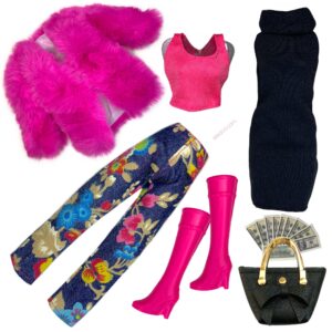 Eledoll Pink Fur Top Fashion Pack Clothes Set For 11.5” Fashion Dolls 