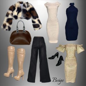 Eledoll CLOTHES Fashion Pack Boss Lady Beige Fur Coat Set New