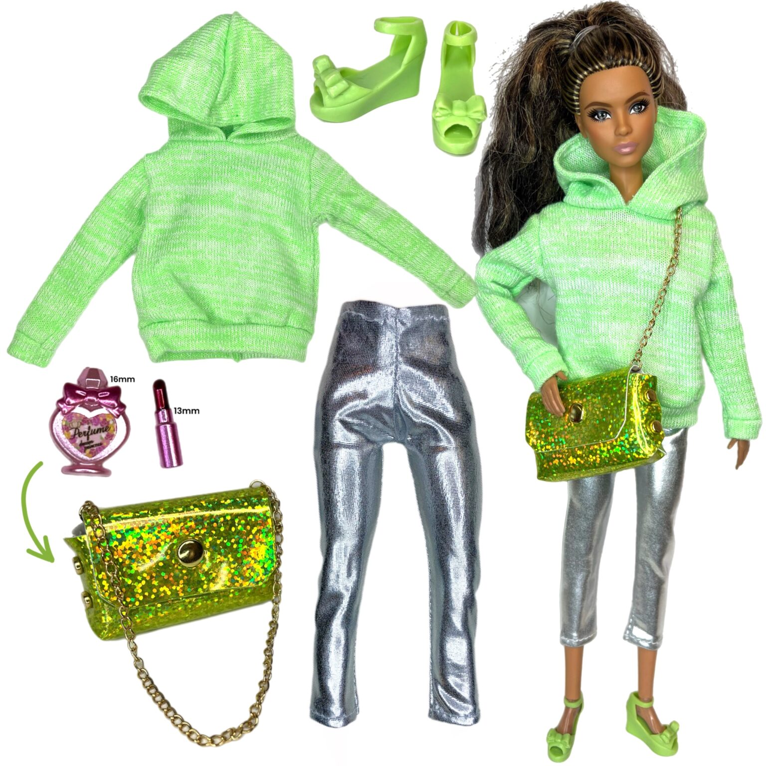 Eledoll Deluxe Fashion Pack – Sportlich-silbernes Outfit Für 29–30,5 Cm Modepuppen