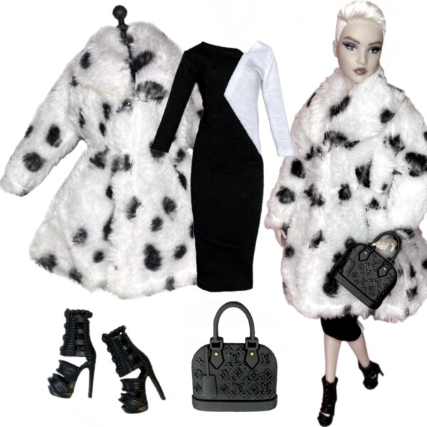 Eledoll Fashion Pack Clothes Set for 12 inch Doll Black/White CRUELLA Set