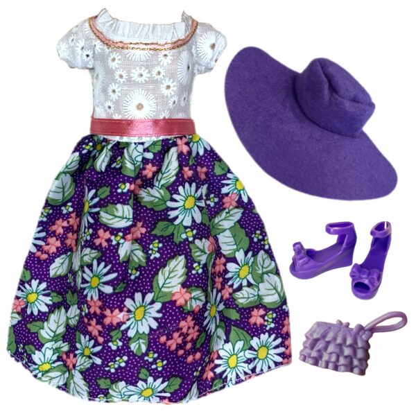 Eledoll Clothes Fashion Pack for 12 inch Fashion Doll Purple Hat & Dress Set