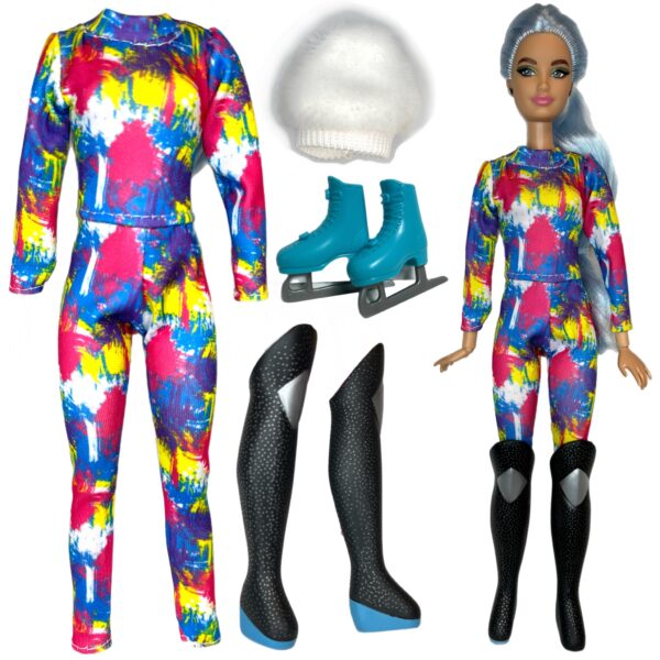 Eledoll Clothes Fashion Pack for 12 inch Fashion Doll Winter Sports Ski Ice Skating Suit Set