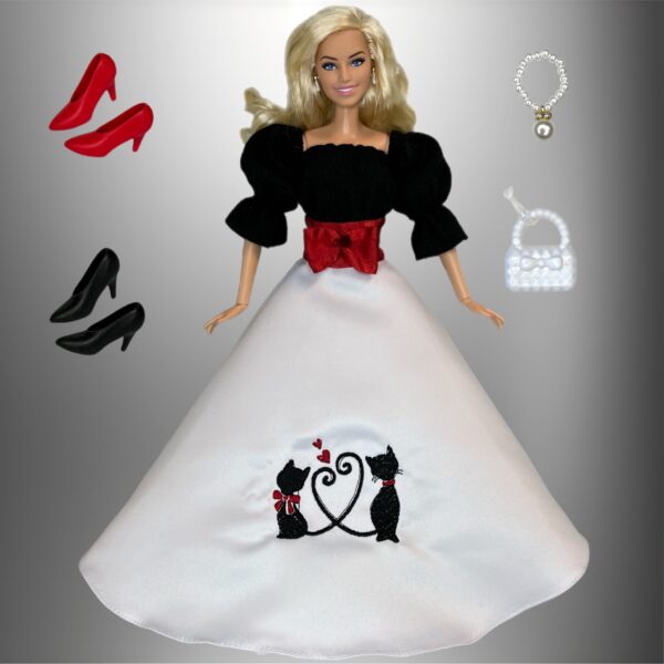 Eledoll Clothes Fashion Pack for 12 inch Fashion Doll Be My Valentine Set Embroidered Love Kitties