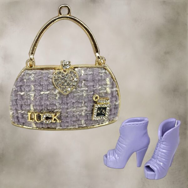 Eledoll Clothes Fashion Pack for 12 inch Fashion Doll purple lilac Designer Bag & Shoes Set