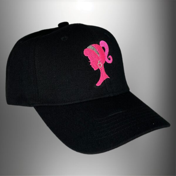 Adult Girls/Womens Cap Hat Hot Pink/Black Doll Collector Enthusiast SASSY SANDY Embroidered Doll Head Silhouette