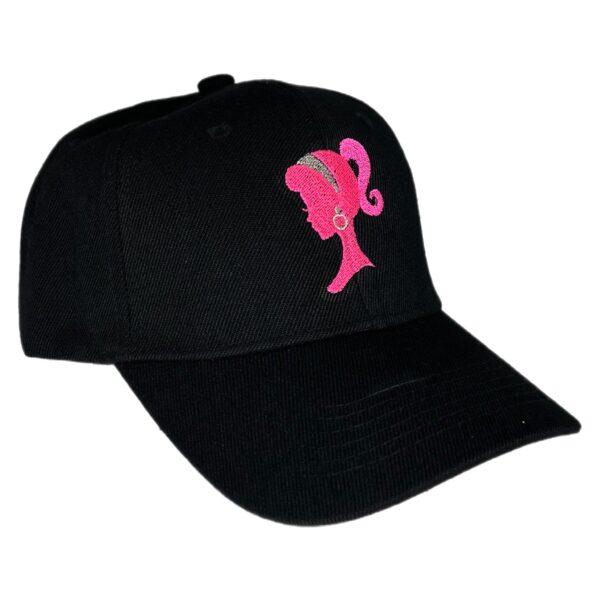 Adult Girls/Womens Cap Hat Hot Pink/Black Doll Collector Enthusiast SASSY SANDY Embroidered Doll Head Silhouette - Image 2