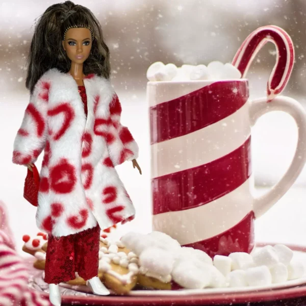 Clothes Deluxe Fashion Pack for 12 inch Fashion Doll RED WHITE FUR VALENTINES DAY LOVE Set - Image 2