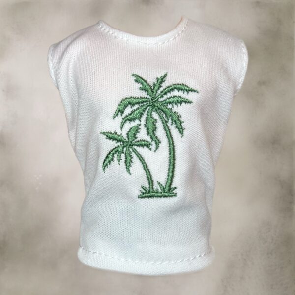 Eledoll Fashion White Top Tank Embroidered Palm Tree for 12 inch fashion doll GD