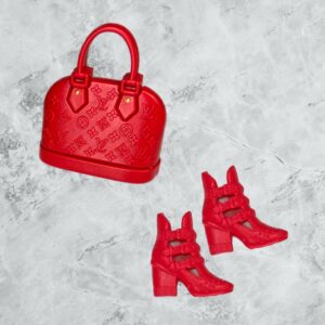 Eledoll Clothes Fashion Pack for 12 inch Fashion Doll Red Designer Bag & Shoes Set MS1