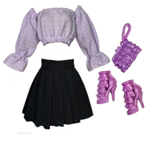 Eledoll Fashion Pack Clothes Set for 12 inch Doll Black Purple Set MS2