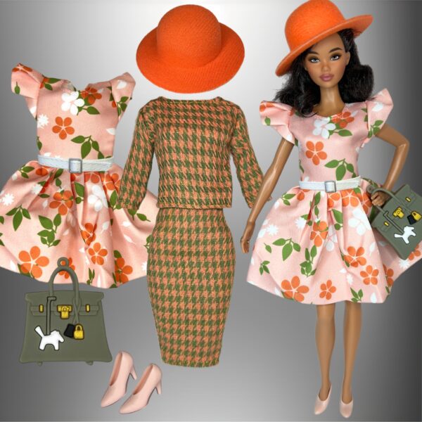 Eledoll Clothes Fashion Pack For 12” Fashion Doll Orange Blossom Set