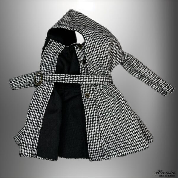 Eledoll Clothes Fashion Pack for 12" Fashion Doll ALEXANDRA Set with white hat & black white houndstooth coat-dress - Image 3