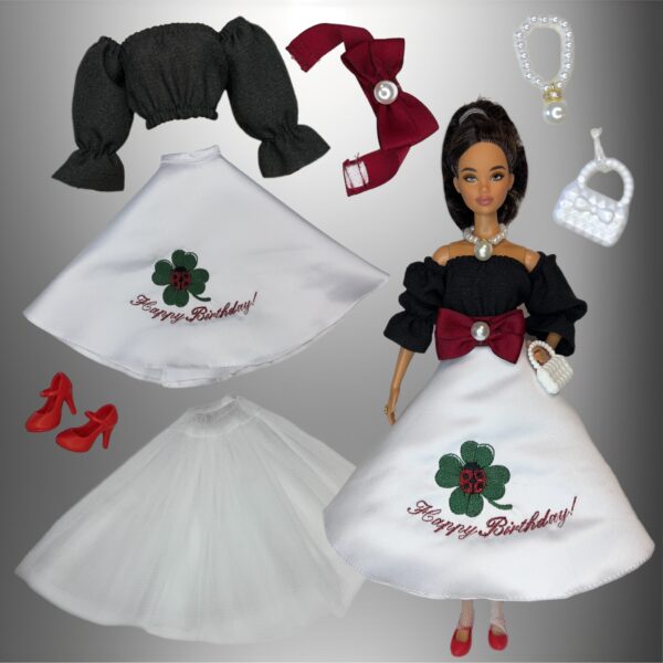 Eledoll Fashion Pack Clothes Set for 12 inch Doll Embroidered Lucky Ladybug Happy Birthday Set