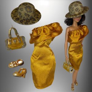 Eledoll Fashion Pack Clothes Set for 12 inch Doll Deep Gold Set