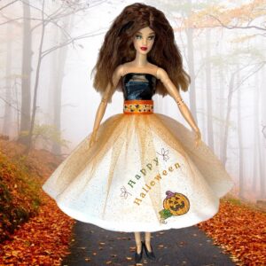 Eledoll Fashion Pack Clothes for 12 inch Fashion Doll Embroidered Metallic Thread HAPPY HALLOWEEN II Deluxe Outfit