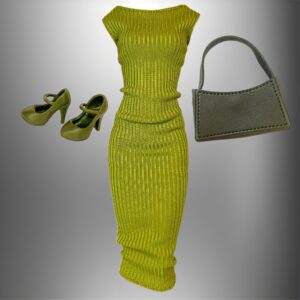 Eledoll Fashion Pack Clothes for 12 inch Fashion Doll Green Dress Purse Shoes JADE Set