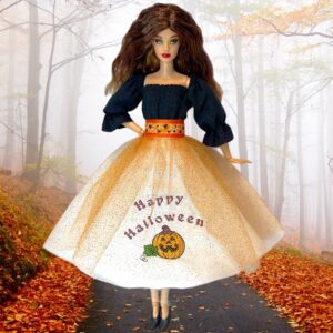 Eledoll Fashion Pack Clothes for 12 inch Fashion Doll Embroidered Metallic Thread HAPPY HALLOWEEN Deluxe Outfit