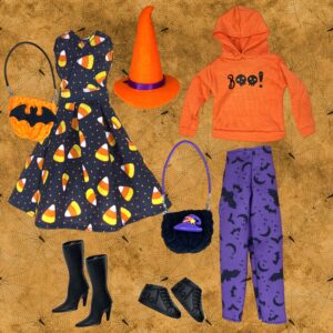 Eledoll Fashion Pack Clothes for 12 inch Fashion Doll HALLOWEEN BOO INTO NIGHT set