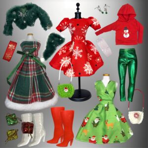 Eledoll Fashion Pack Clothes for 12 inch Fashion Doll Christmas Holiday Fantasy Outfit #2