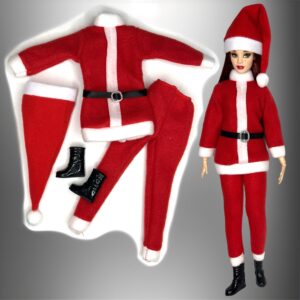 Eledoll Fashion Pack Clothes for 12 inch Fashion Doll Christmas Holiday Classic SANTA CLAUS Costume Outfit with Boots