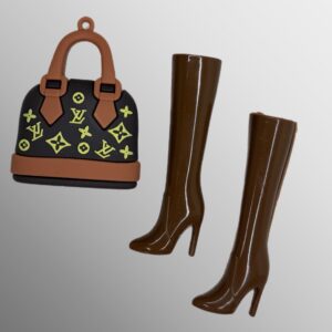 Eledoll Clothes Fashion Accessory Pack for 12 inch Fashion Doll Designer Handbag & Brown Boots Set