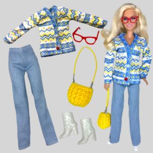 Eledoll Clothes Deluxe Fashion Pack for 12 inch Doll SUNSHINE & DENIM Set
